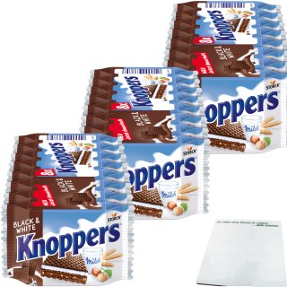 Knoppers Black and White Waffelschnitte 3er Pack (3x 8x25g Packung) + usy Block