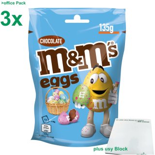 M&Ms Eggs Schoko Eier Officepack (3x135g Tüte) inklusive gratis usy Block