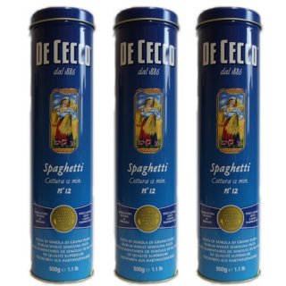 3x De Cecco Nudeln "Spaghetti in Metalldose" n.12, 500 g