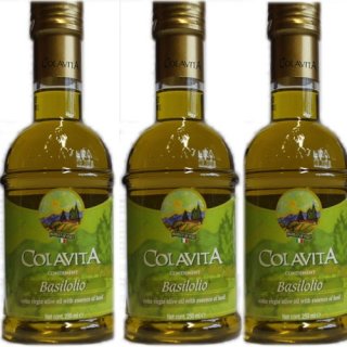 3x Colavita Olivenöl "Basilolio" Extra Vergine, 250 ml