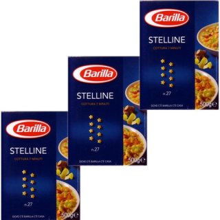 3x Barilla Nudeln "Stelline" n.27, 500 g