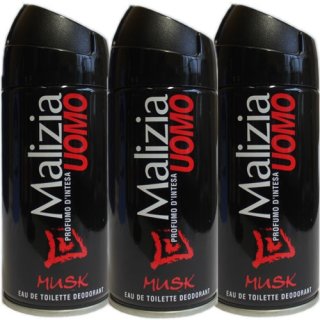 3x Malizia Uomo Deo "Musk", 150 ml