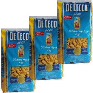 3x De Cecco Nudeln "Ditaloni rigati" n.59, 500 g