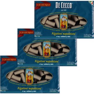 3x De Cecco Nudeln "Rigatoni napoletani" n.124, 500 g