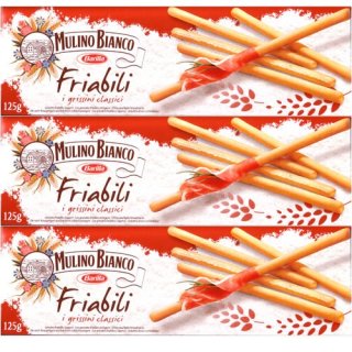 3x Mulino Bianco Friabili Grissini "Classici", 125 g