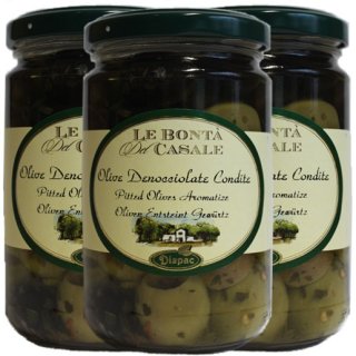 3x Dispac Antipasti "Schwarze & Grüne Oliven Entsteint", 280 g