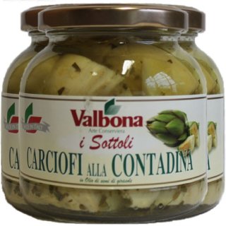 3x Valbona Antipasti Carciofi alla Contadina "Artischocken nach Bauernart", 280 g