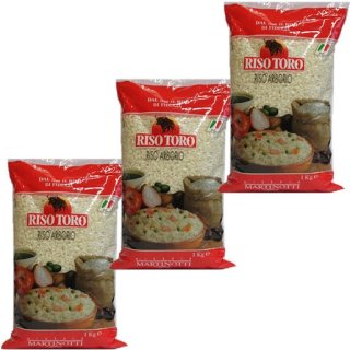 3x Riso Toro Reis "Riso Arborio", 1 kg
