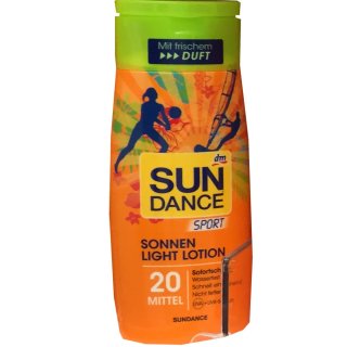 Sundance Sport Sonnen Light Lotion, LSF20 Mittel (200ml Flasche)