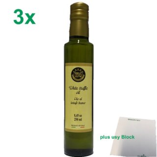 MG Tartufo Olivenöl Extra Vergine mit weißer Trüffel, 3x 250 ml + usy Block