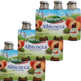 3x Valfrutta Albicocca "Aprikosennektar", 6x 125 ml