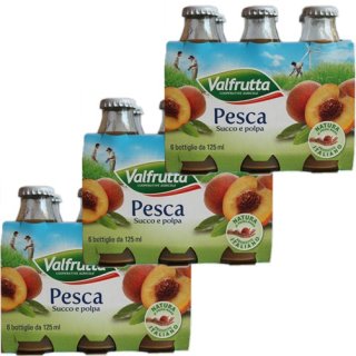 3x Valfrutta Pesca "Pfirsichnektar", 6x 125 ml