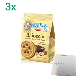 Mulino Bianco Kekse "Baiocchi", (3x250g) + usy Block