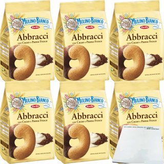 Mulino Bianco Abbracci Kekse mit Sahne und Kakao 6er Pack (6x350g Beutel) + usy Block