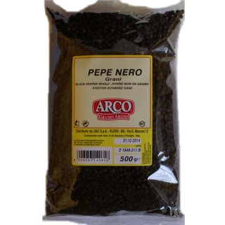 Arco Grandi Aromi Schwarzer Pfeffer "Ganze Körner" aus Italien, 500 g