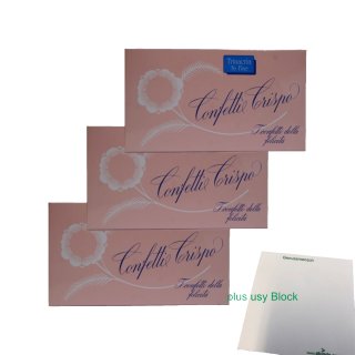 Confetti Crispo "Hochzeitsmandeln oder Taufmandeln" rosa, 3x 1 kg + usy Block