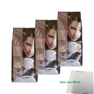 Kaffeebohnen Caffe Kikko "Tuttoaroma" Officepack (3x1kg) + usy Block