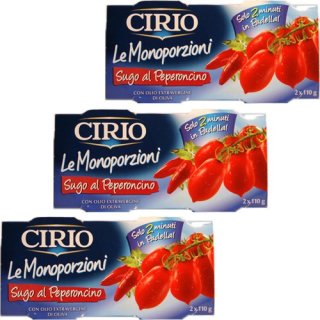 3x Cirio Le Monoporzioni "Sugo al Peperoncino", 2x 110 g