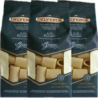 3x Delverde Nudeln "Paccheri I Giganti" n.197, 500 g