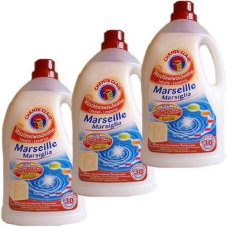 3x Chante Clair Lavatrice Marseille Marsiglia "Maschinenwaschmittel", 1820 ml