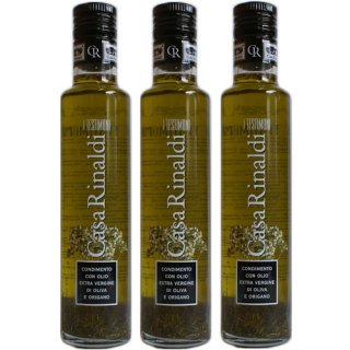 3x Casa Rinaldi Olivenöl "mit Oregano", Extra Vergine, 250 ml