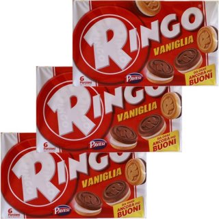 3x Pavesi Ringo Kekse Vaniglia "Vanille", 330 g