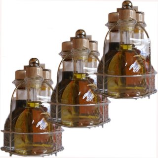 3x Casa Rinaldi Olivenöl+Balsamico+Peperoncino Olivenöl in Tischständer Margherita, 3x 100 ml