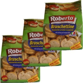 3x Roberto Bruschettine "Rosmarino ed erbe aromatiche", 100 g