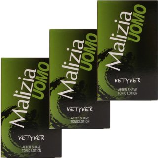 3x Malizia Uomo After Shave "Vetyver" Tonic Lotion, 100 ml