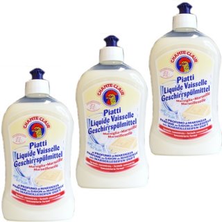 3x Chante Clair Liquido Piatti Marsiglia "Geschirrspülmittel", 500ml