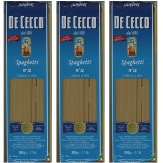 3x De Cecco Nudeln "Spaghetti" n.12, 1000 g