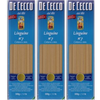 3x De Cecco Nudeln "Linguine" n.7, 1000 g
