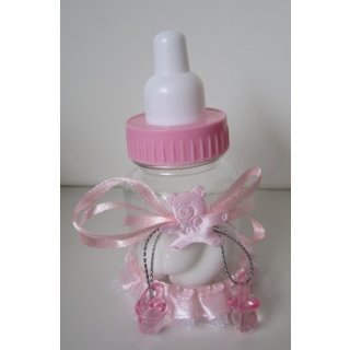 Gastgeschenk Mädchen Taufe Tischdeko Fläschchen rosa mit Mandeln
