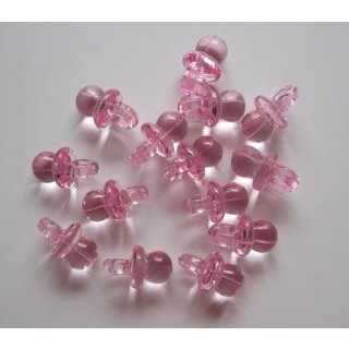 25 Stück Schnuller rosa Streudeko Taufe Dekoschnuller