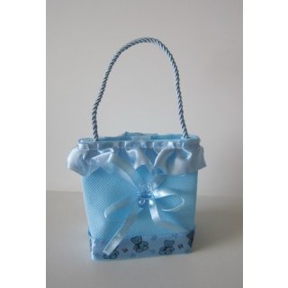 12 Täschchen Gastgeschenke Kartonage Bomboniere Taufe Kindergeburtstag hellblau