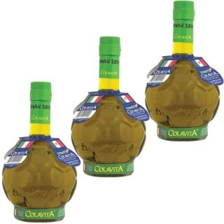 3x Colavita Olivenöl Extra Vergine "Fussball WM Brasilien 2014 Flasche", 750 ml