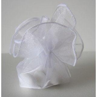 Gastgeschenke Hochzeit Taufe Organzakreis Tischdekoration weiß mit Mandeln