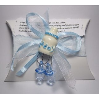Gastgeschenke Kartonage Taufe Tischdeko Fläschchen Schnuller hellblau