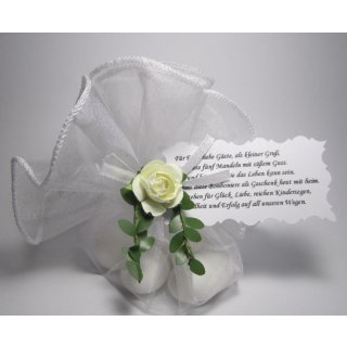 Gastgeschenke Organzakreis für Hochzeit Taufe Kommunion Tischdeko weiß