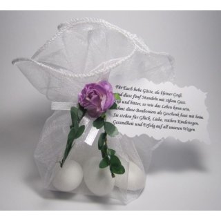 Gastgeschenke Organzakreis für Hochzeit Taufe Kommunion Tischdeko weiß