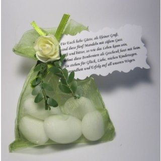 Gastgeschenke für Hochzeit Taufe Tischdeko Organzasäckchen grün