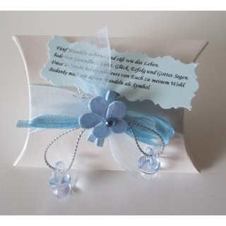 15x Gastgeschenk Kartonage Taufe Feste Schnuller Tischdekoration hellblau