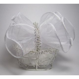Gastgeschenke für Hochzeit Taufe Körbchen mit Organzakreis weiß