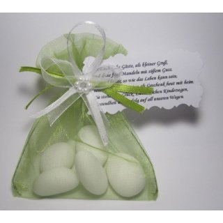 Gastgeschenk Organzasäckchen Hochzeit Tischdekoration grün