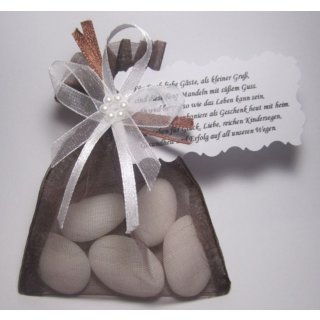 Gastgeschenk Organzasäckchen Hochzeit Tischdekoration braun