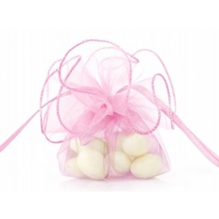 10x Organzakreis in rosa als Gastgeschenk zum selber basteln (Ohne Mandeln)