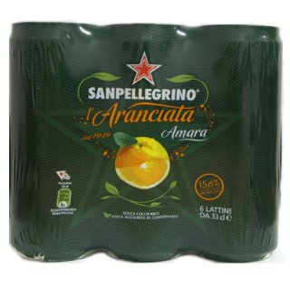 6x SanPellegrino Aranciata Amara Limonade "Bitteroange", 330 ml