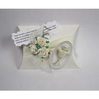 Gastgeschenke Kommunion Konfirmation Taufe Tischdeko creme Kelch mit Perle