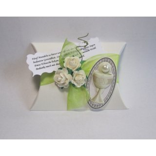 Gastgeschenke Kommunion Konfirmation Taufe Tischdeko grün Kelch mit Perle