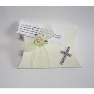 Gastgeschenke Kommunion Konfirmation Taufe Tischdeko creme Kreuz